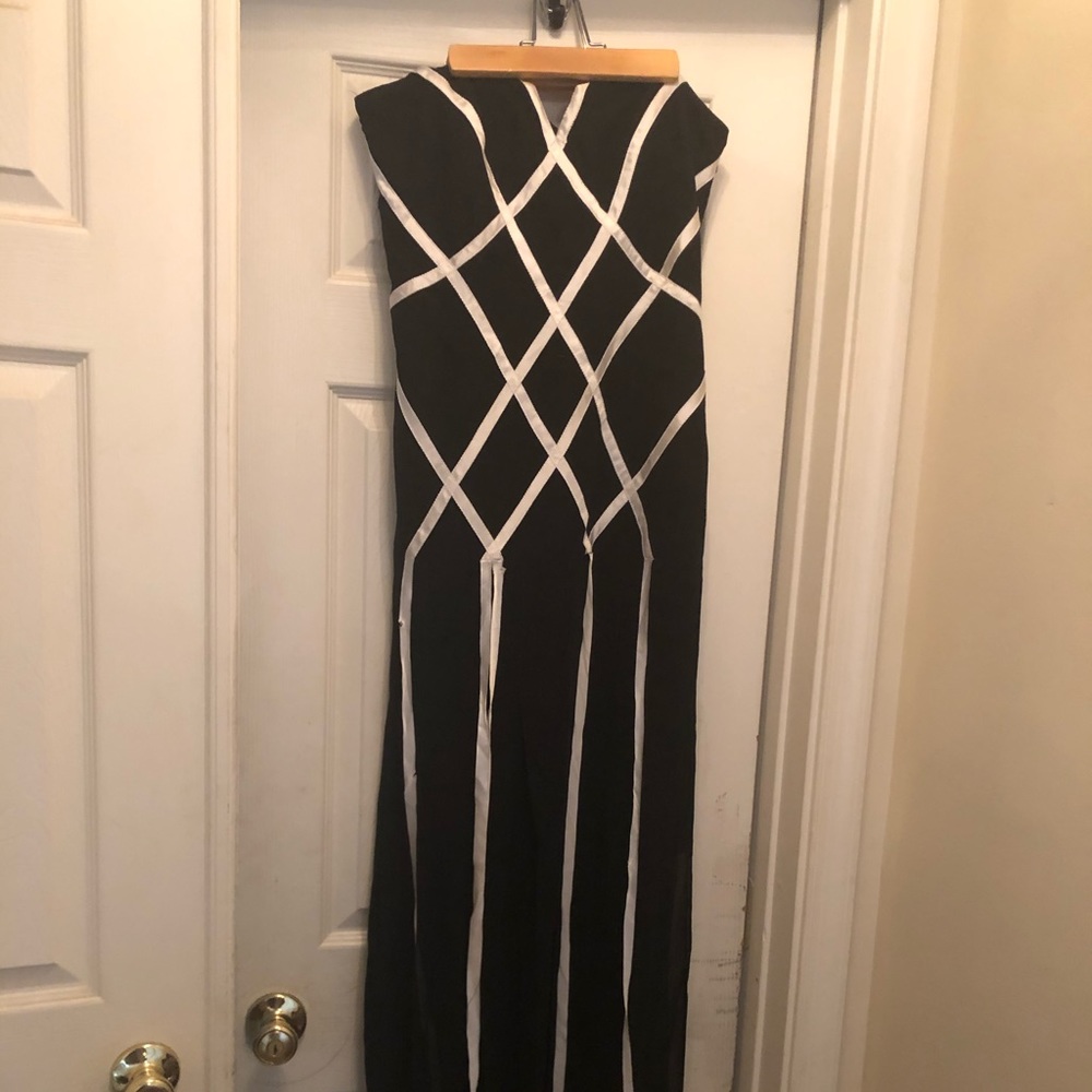 Nicole Miller strapless silk dress.